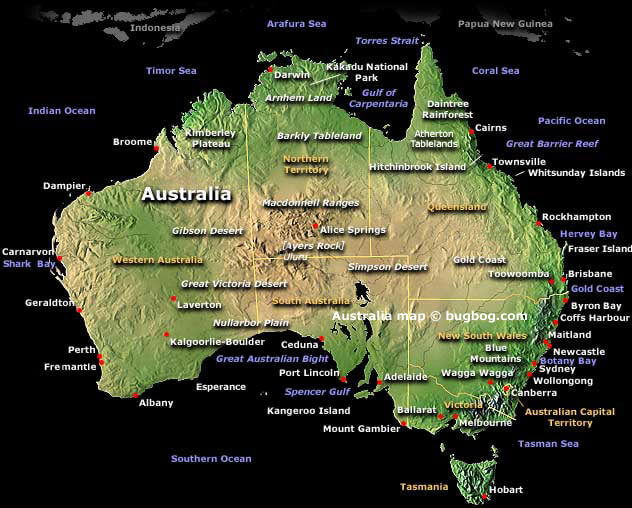 Australia Cities Map