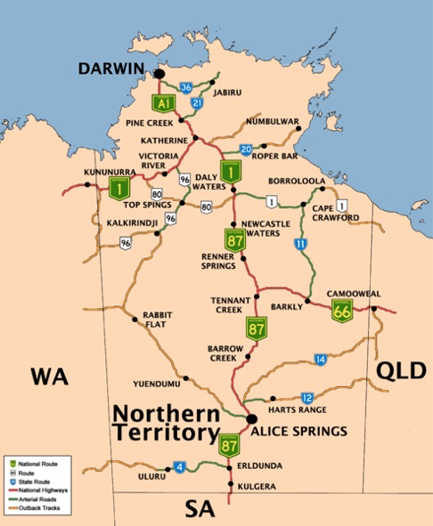 Northern Territory  road map Mackay