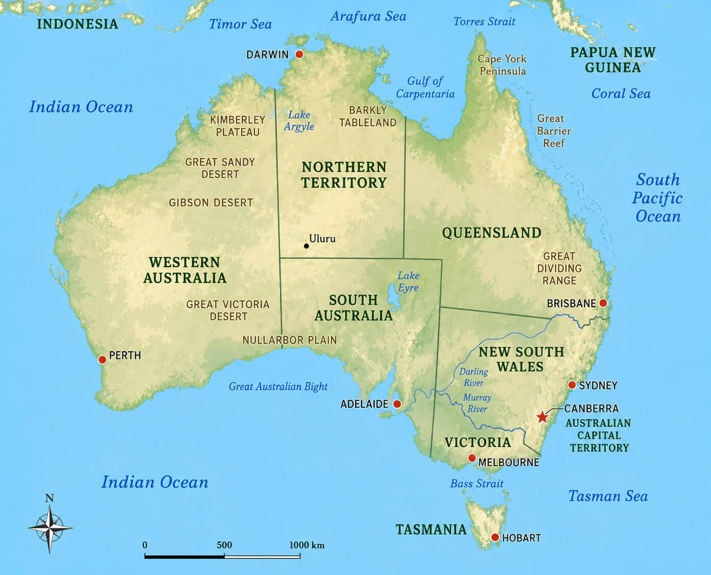 Australia geographic regions map