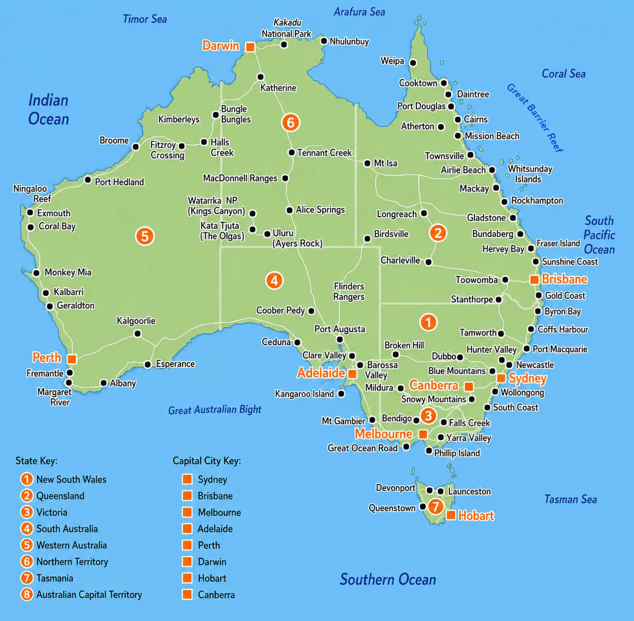 Australia major cities map