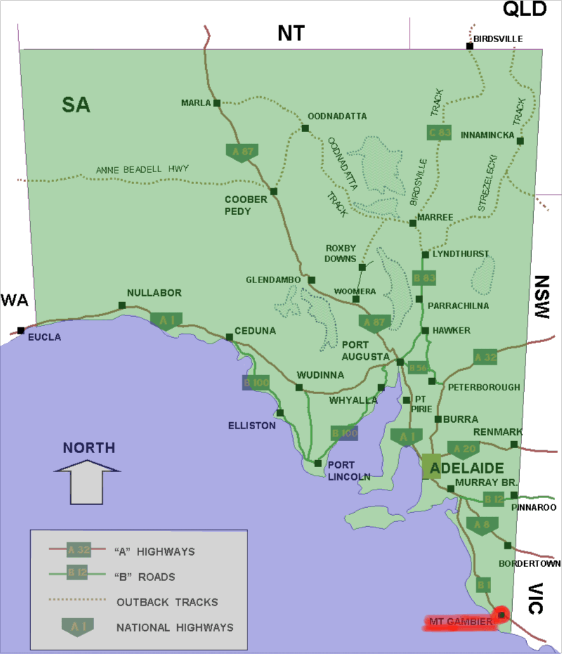 Mount Gambier location map South Australia