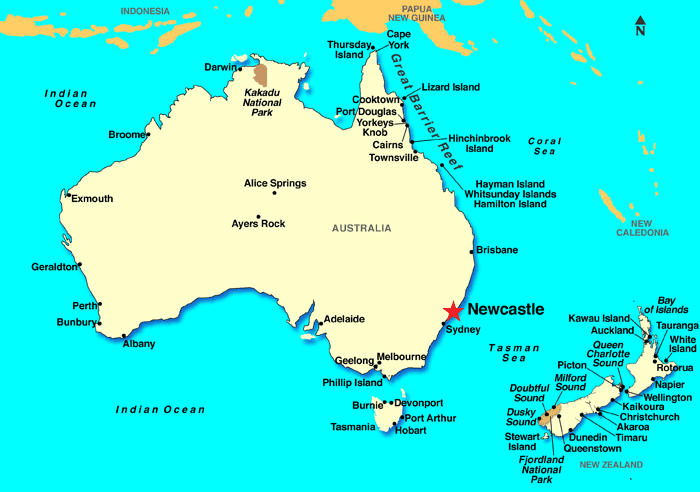 Newcastle Australia Map