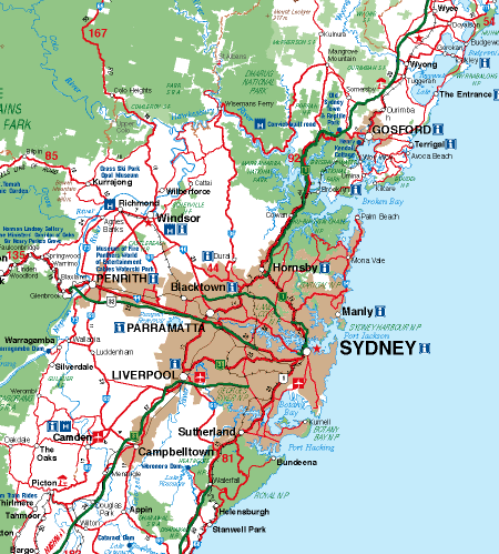 Map Of Sydney Suburbs And Surrounds Sydney Map