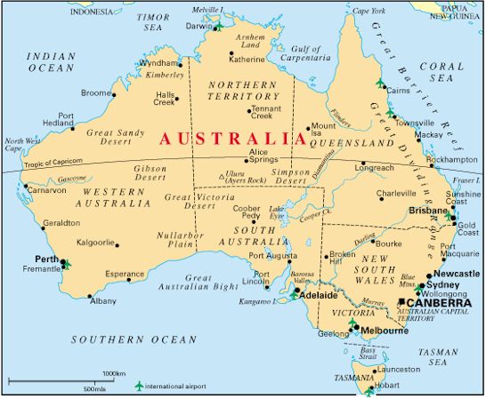 Australia map Tamworth