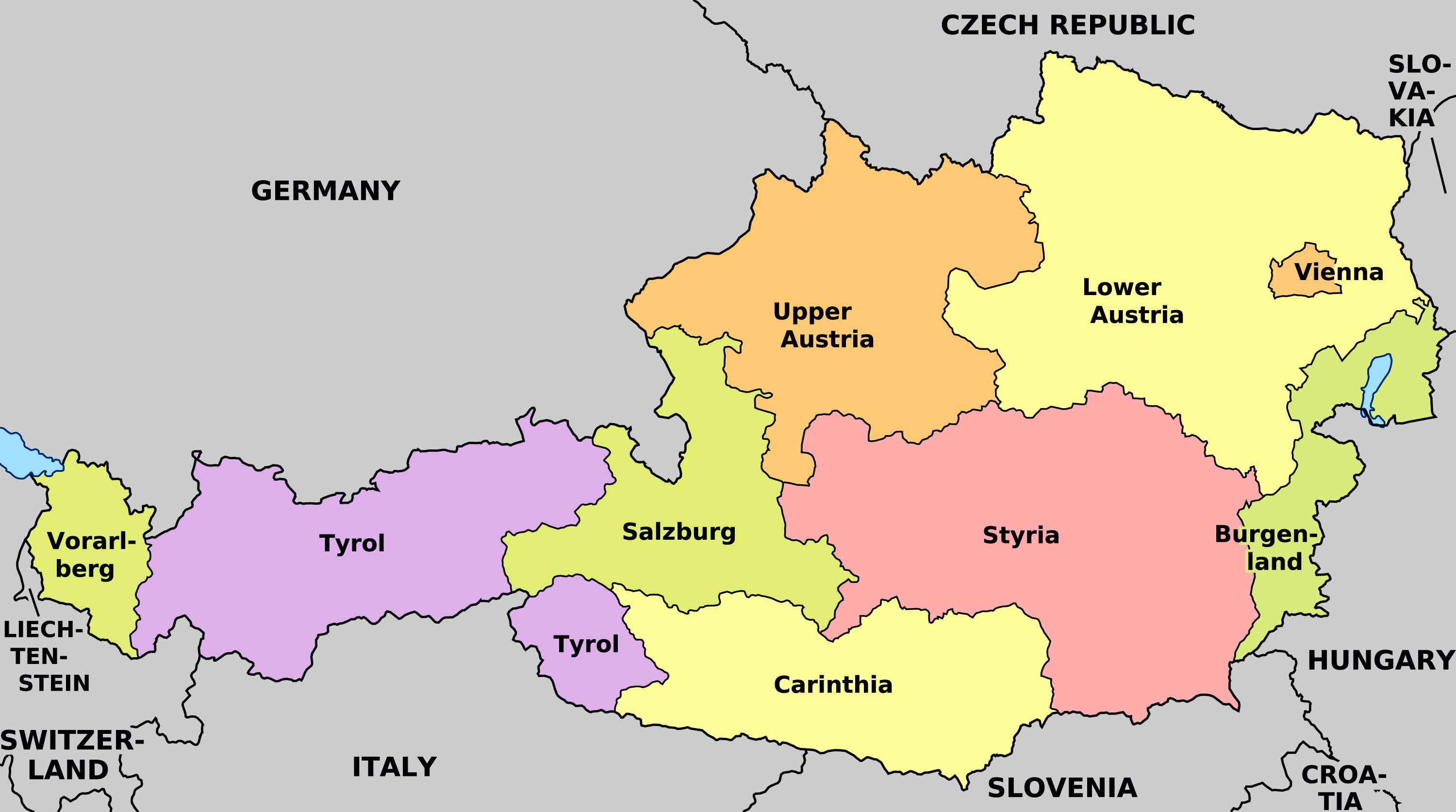 Austria Administrative Divisions Map