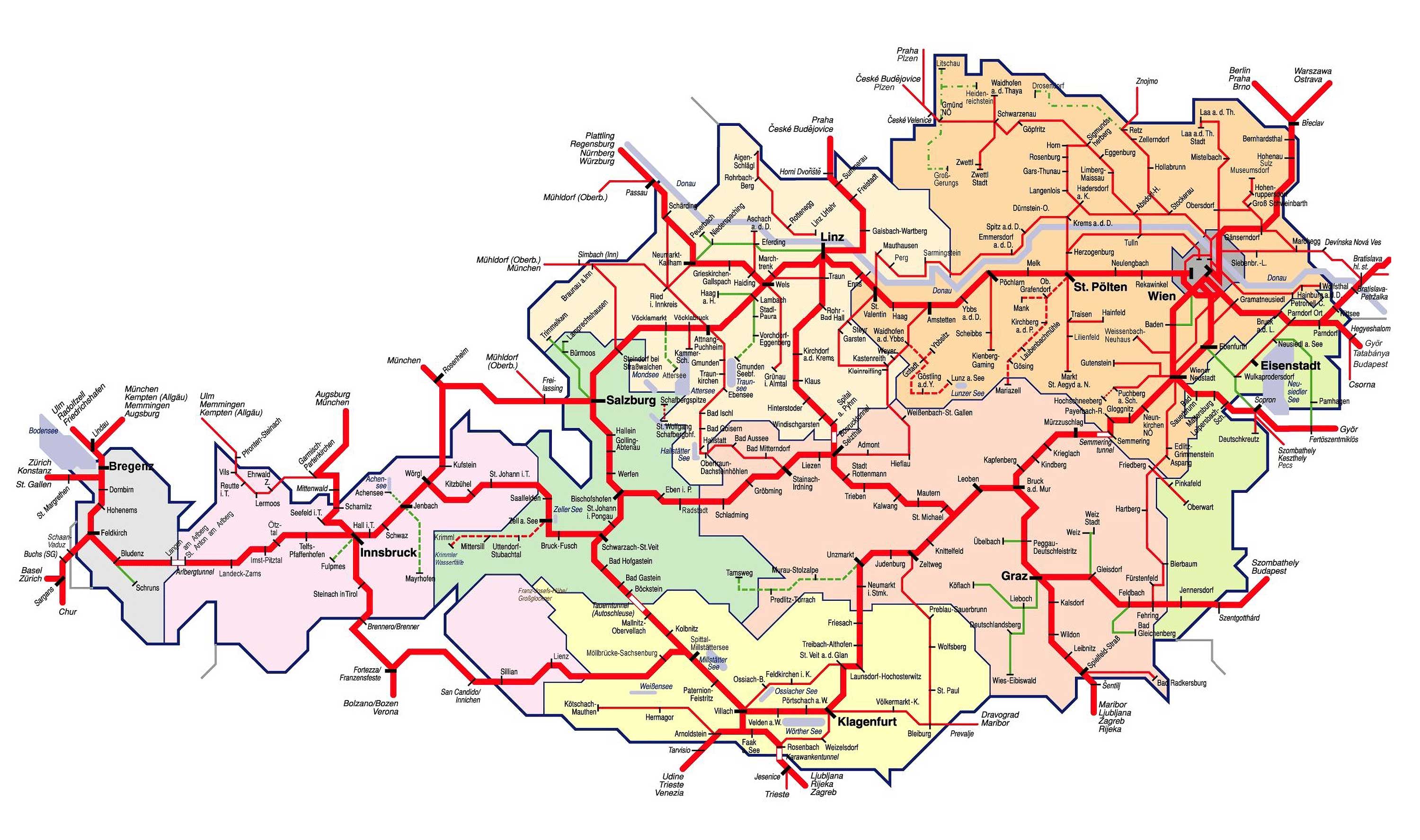 Austria Train-Railway Map