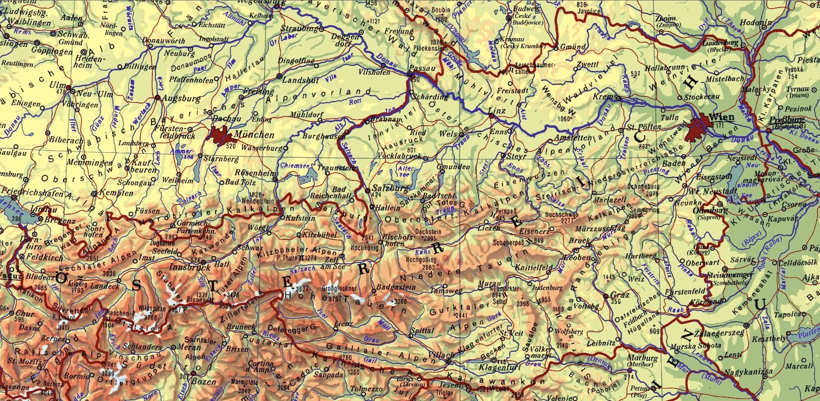 Austria Map Physical