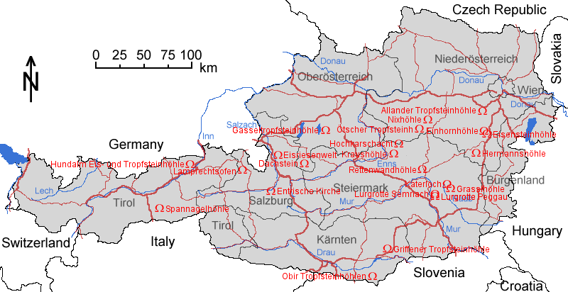 Austria Rivers Map