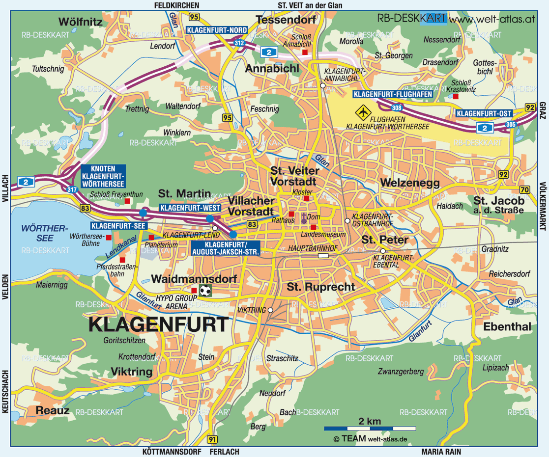 Klagenfurt city map