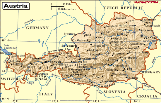Physical Map Austria