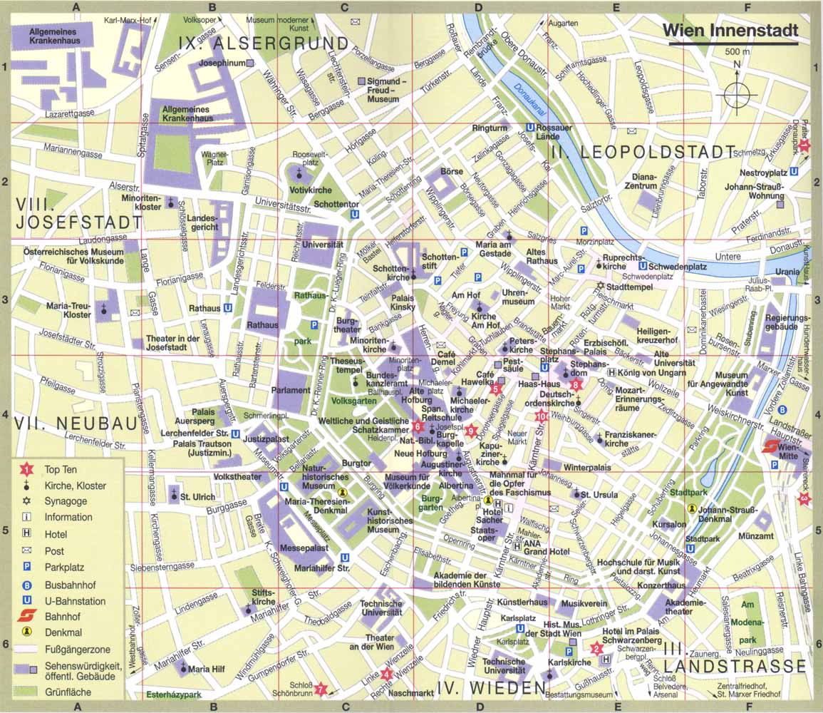 Tourist map of Vienna