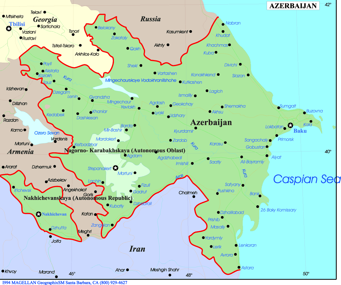 Подробная карта азербайджана