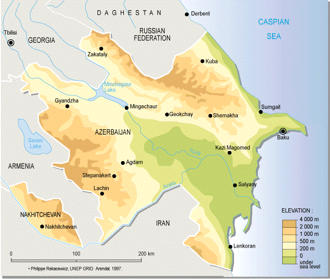 topographic map of azerbaijan