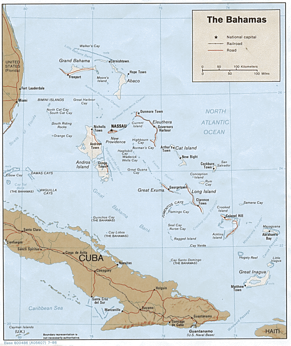 The Bahamas Shaded Relief Map