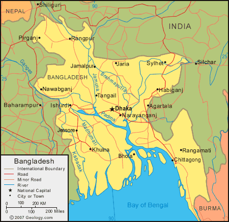 MAP OF BANGLADESH