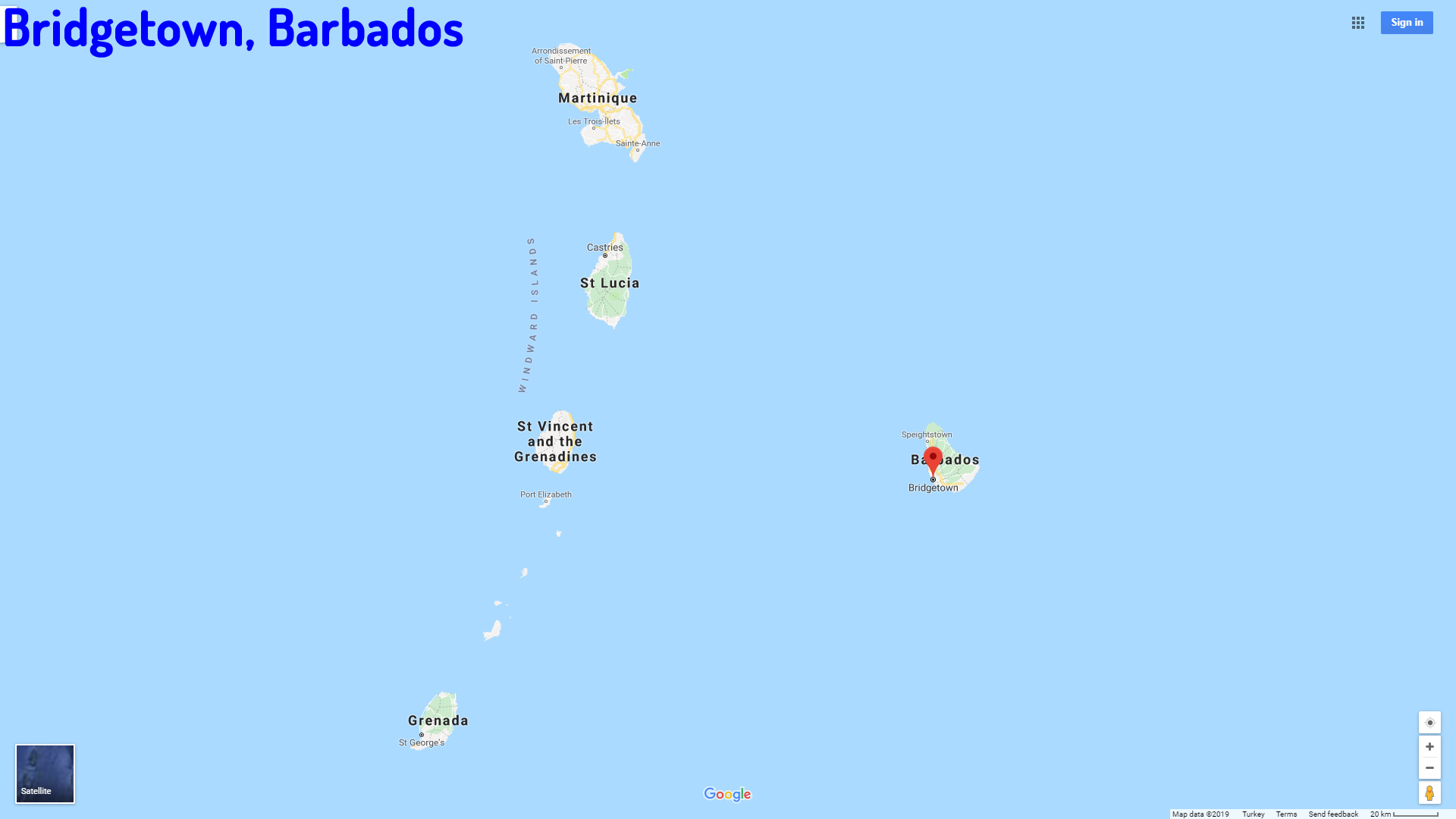 Bridgetown map Barbados