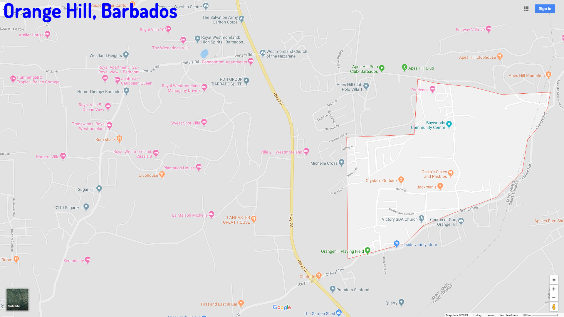 Orange Hill map Barbados