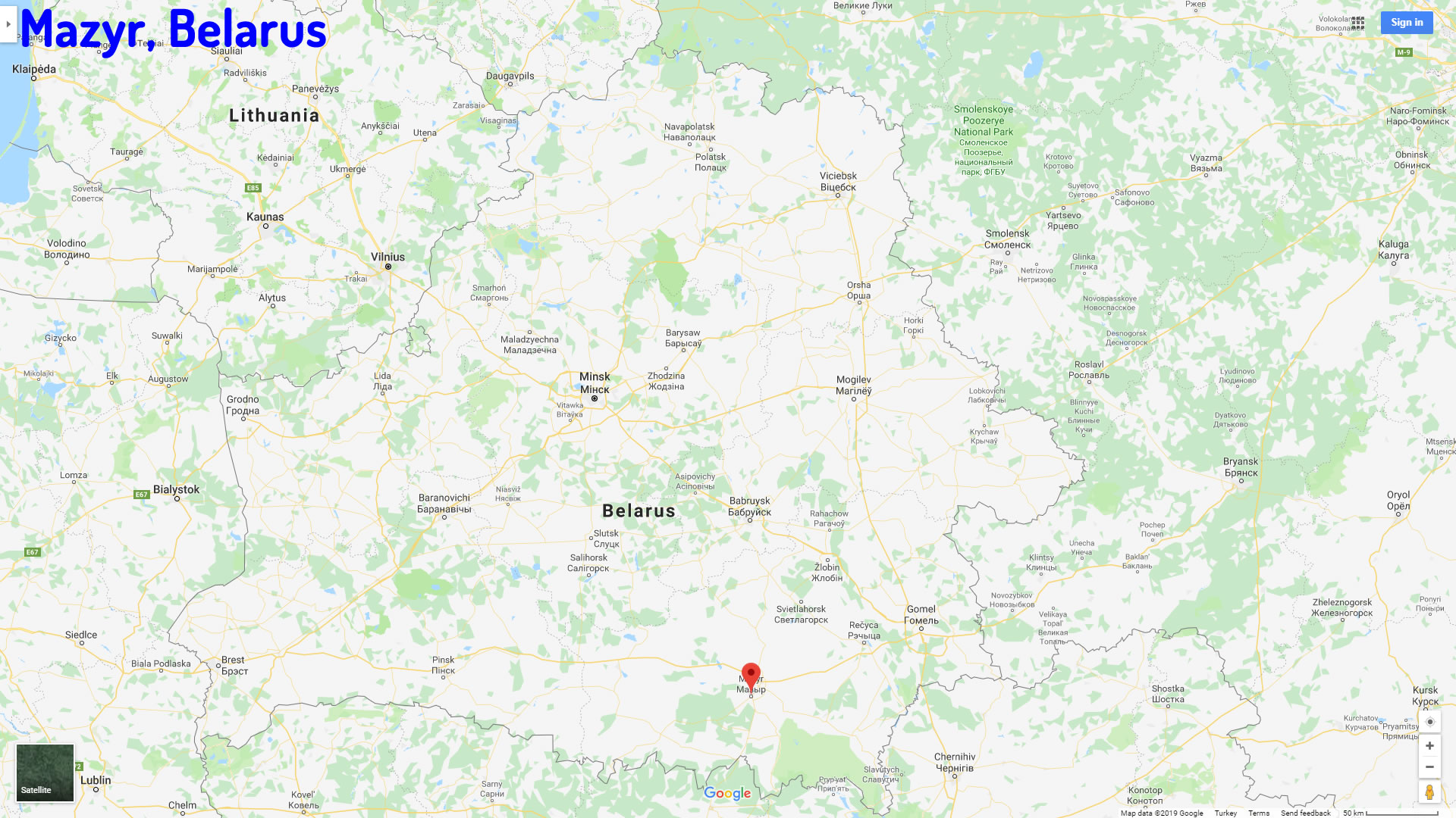 Mazyr map Belarus
