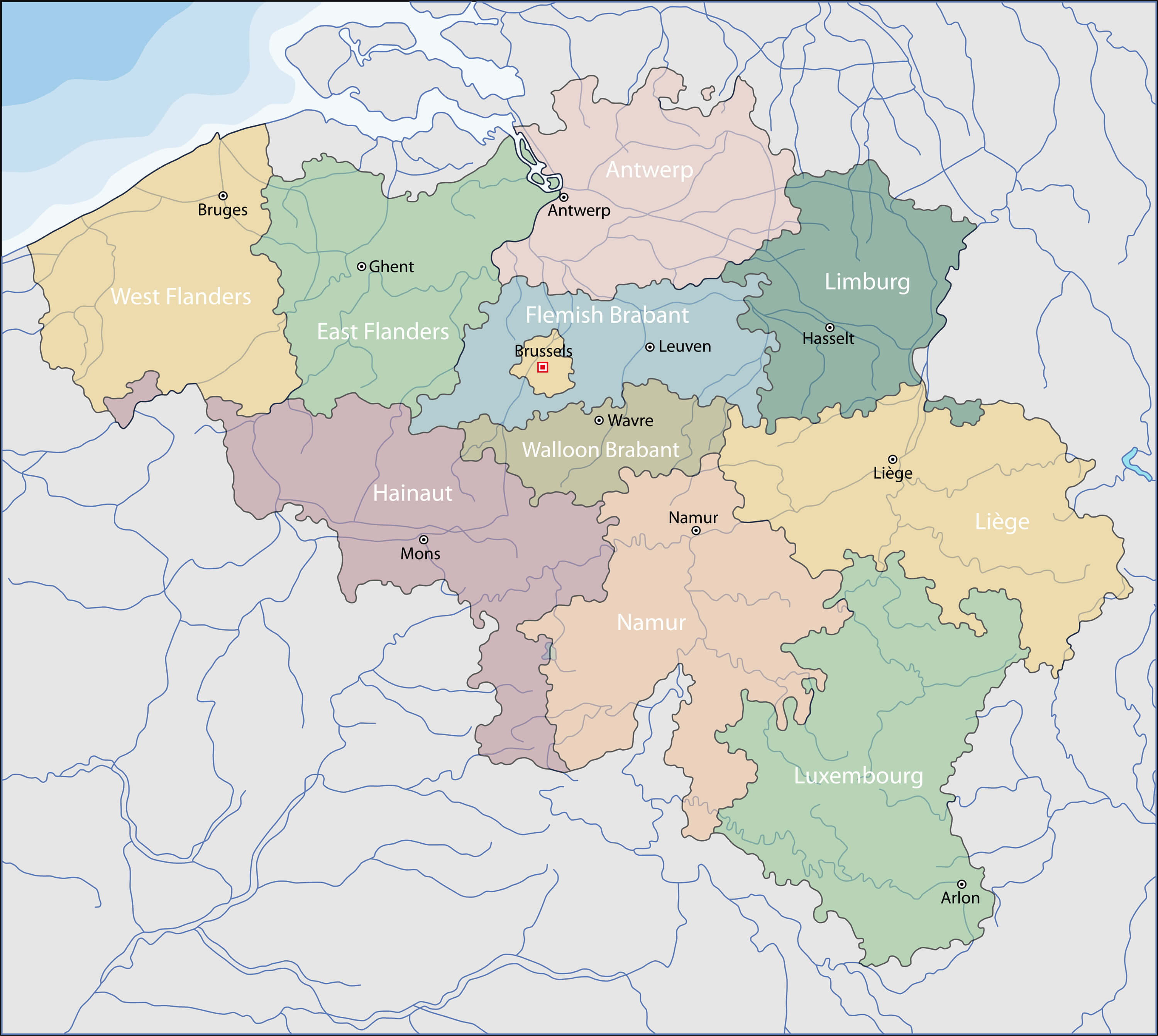 Belgium Provinces Map