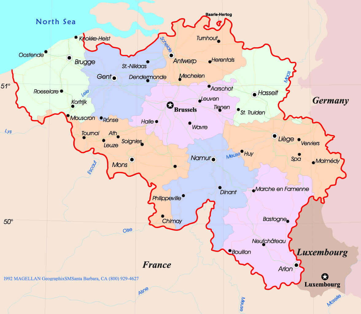 Belgium large map