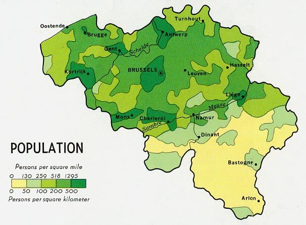 Population Map of Belgium