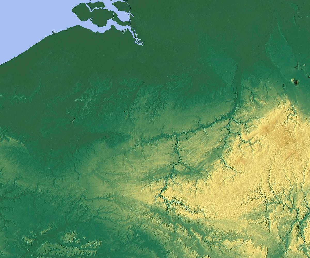 Blank Physical Map of Belgium