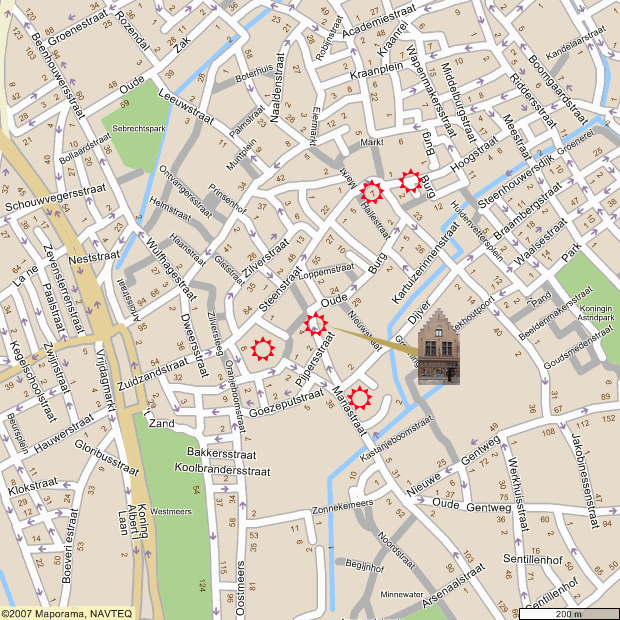 city center map of Brugge