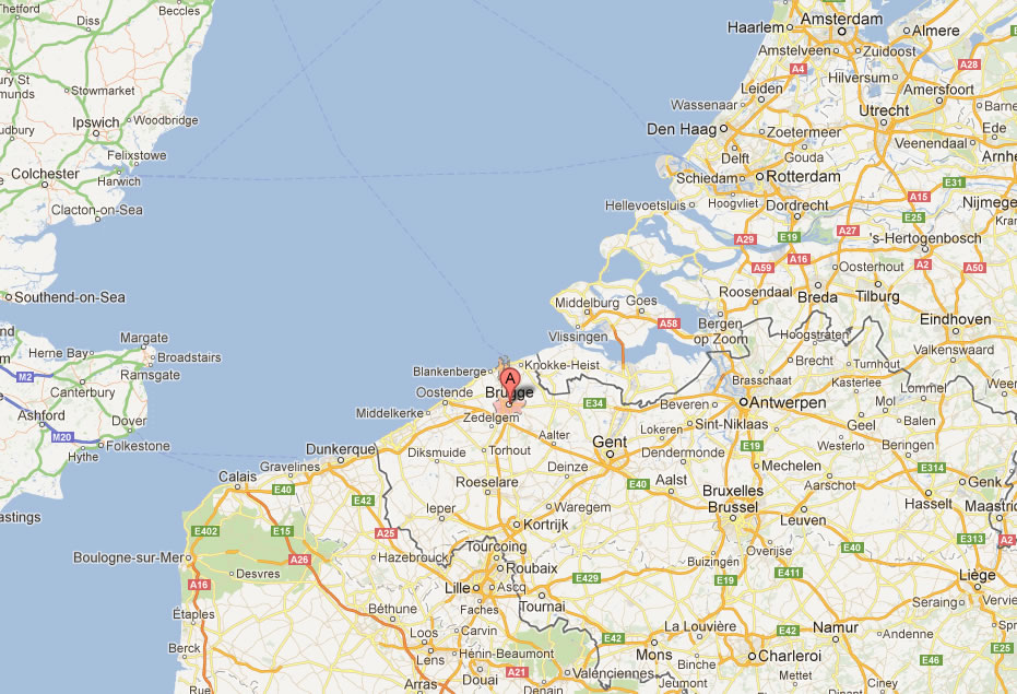map of Brugge Belgium