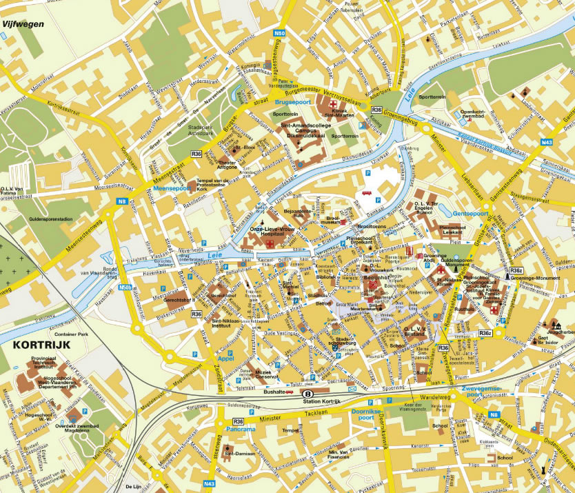 downtown map of Kortrijk