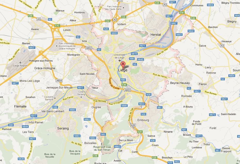 map of Liege