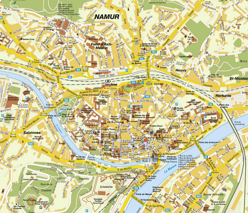 downtown map of Namur