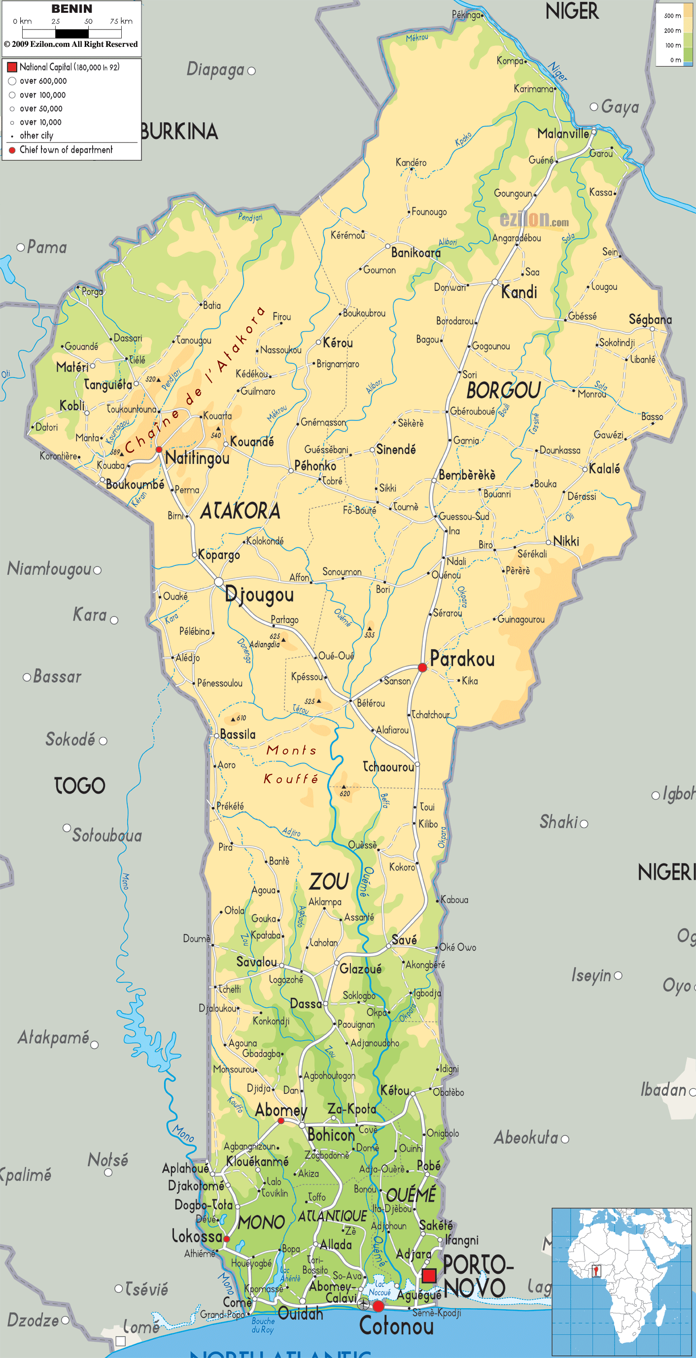 Benin physical map