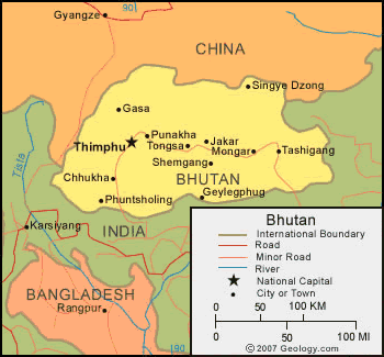 bhutan political map