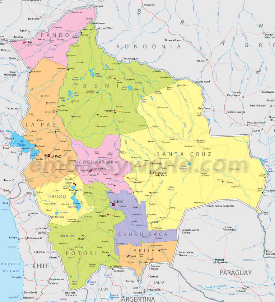 bolivia state map