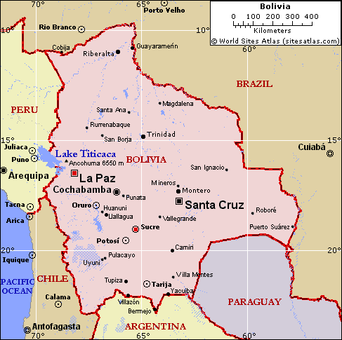 Politic Map of Bolivia