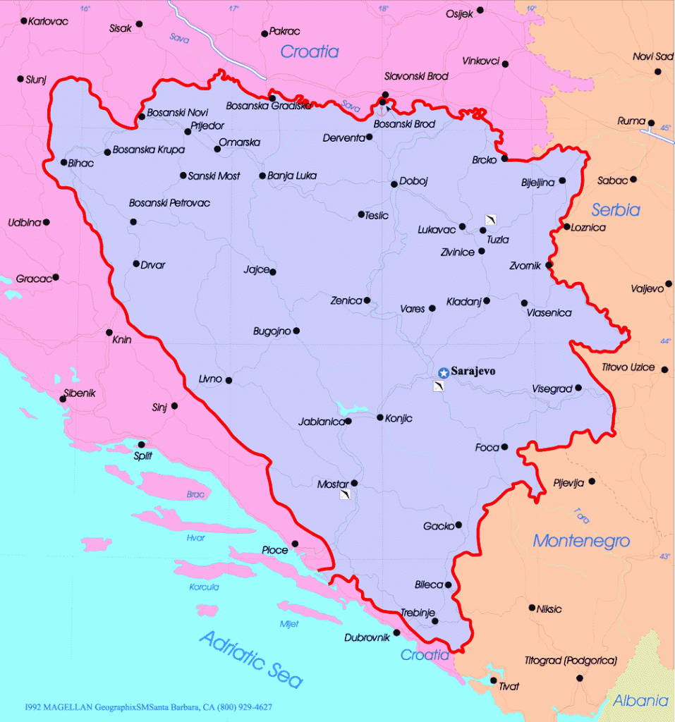 bosnia herzegovina map