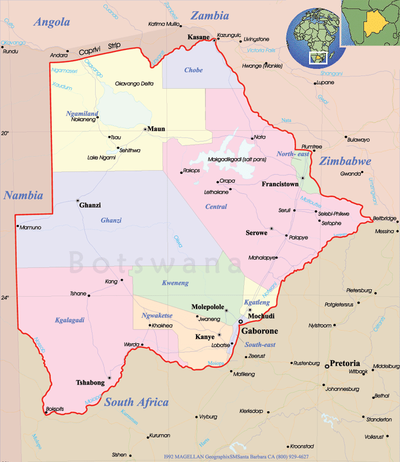 botswana political map