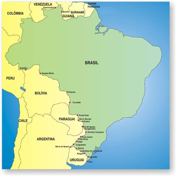 Brazil Border Posts Map