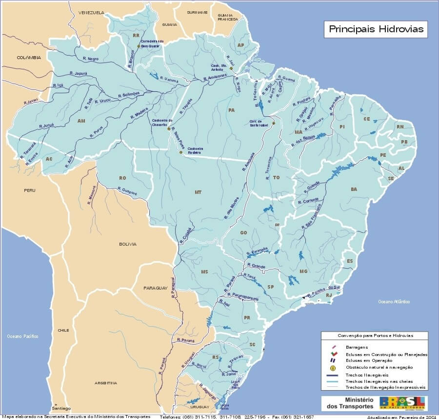 Brazil Main Waterways Map