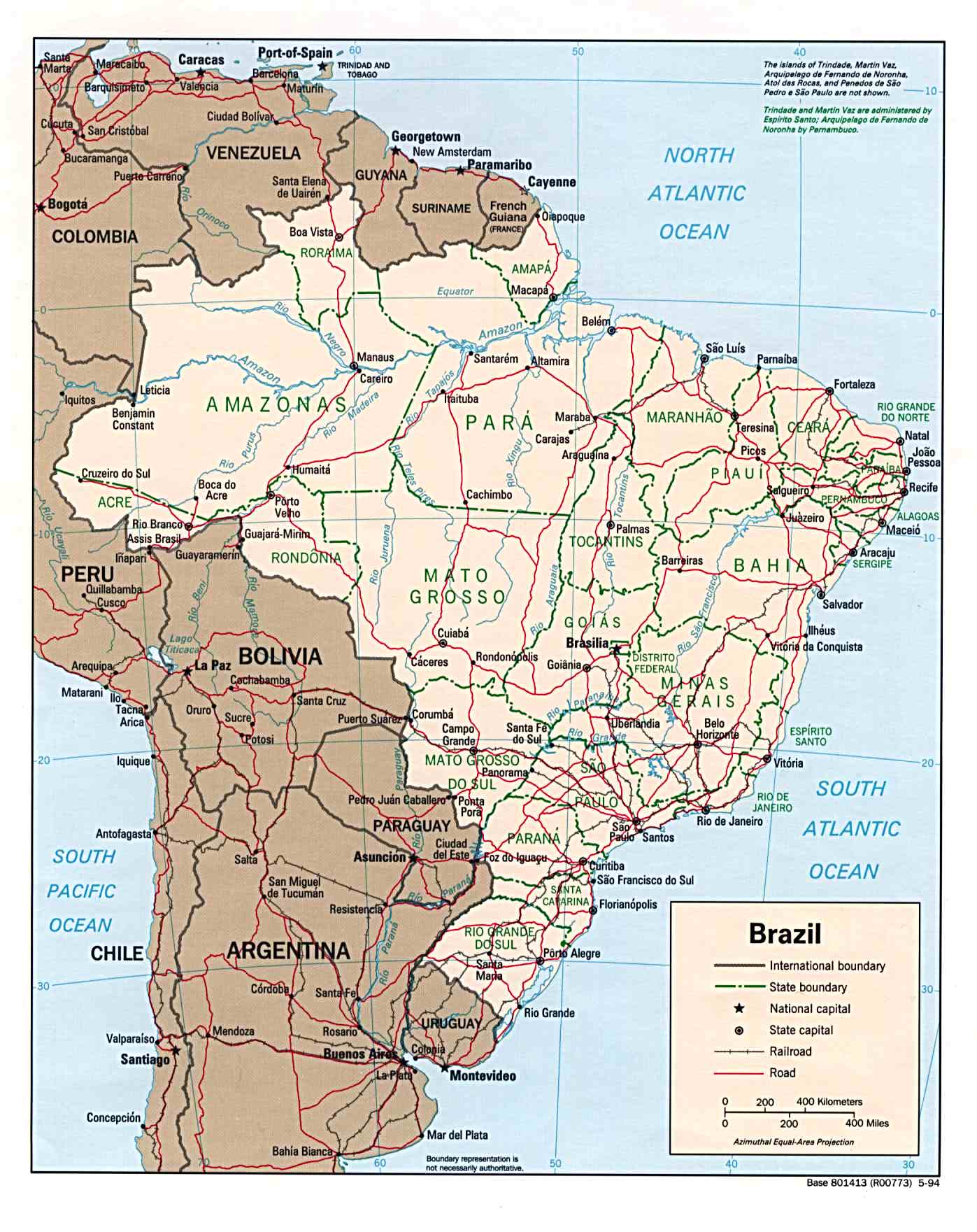 Brazil Political Map 1994