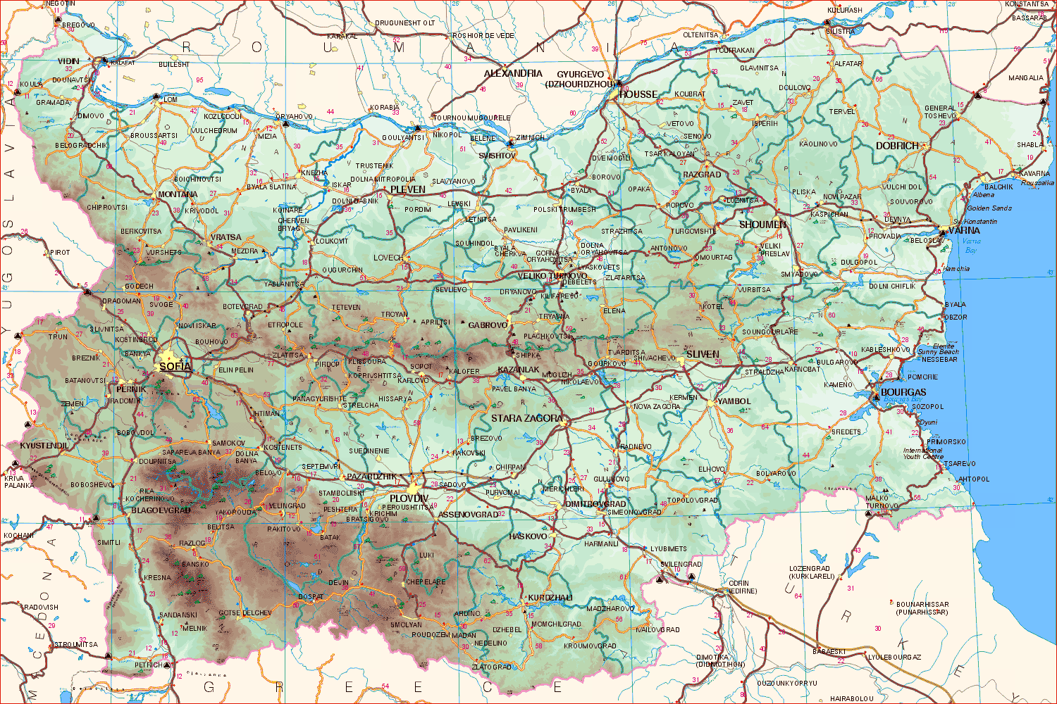 bulgaria relief map