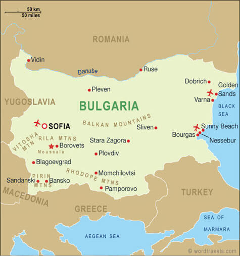 cities map of bulgaria