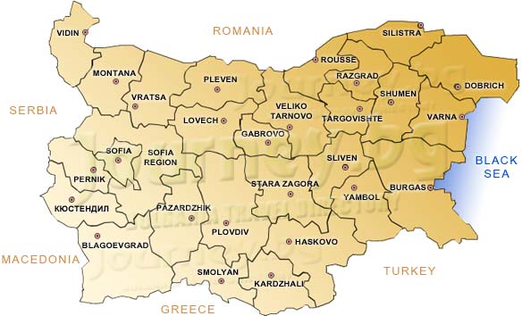 Provinces Map Bulgaria