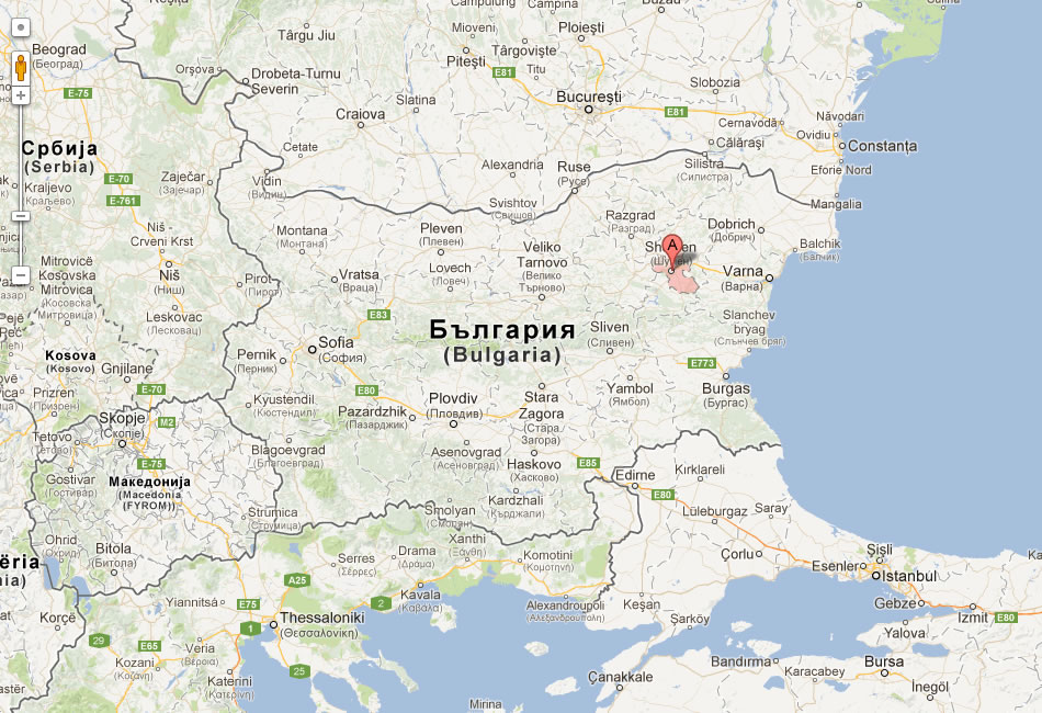 map of Shumen bulgaria