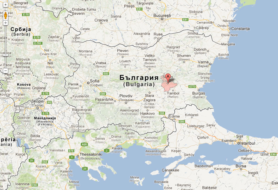 map of Sliven bulgaria