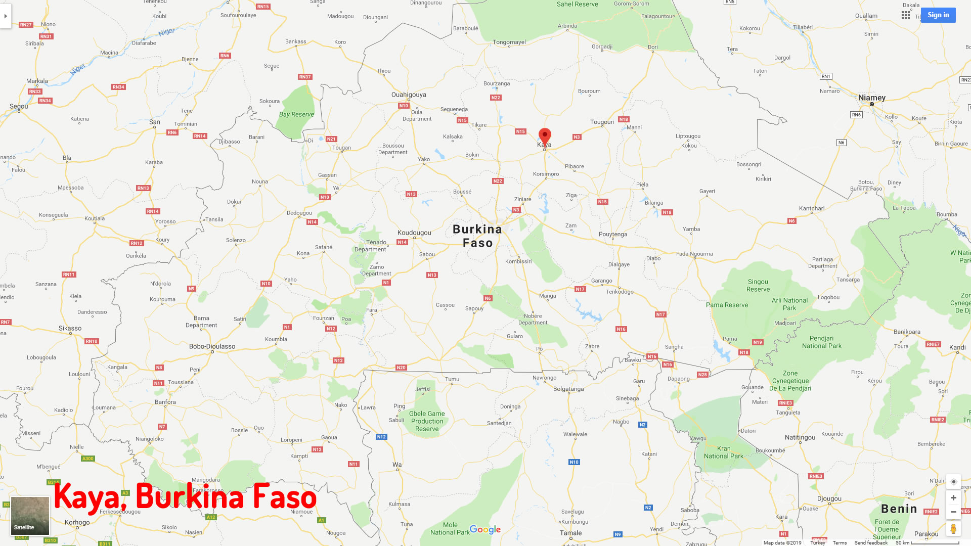 Kaya map Burkina Faso