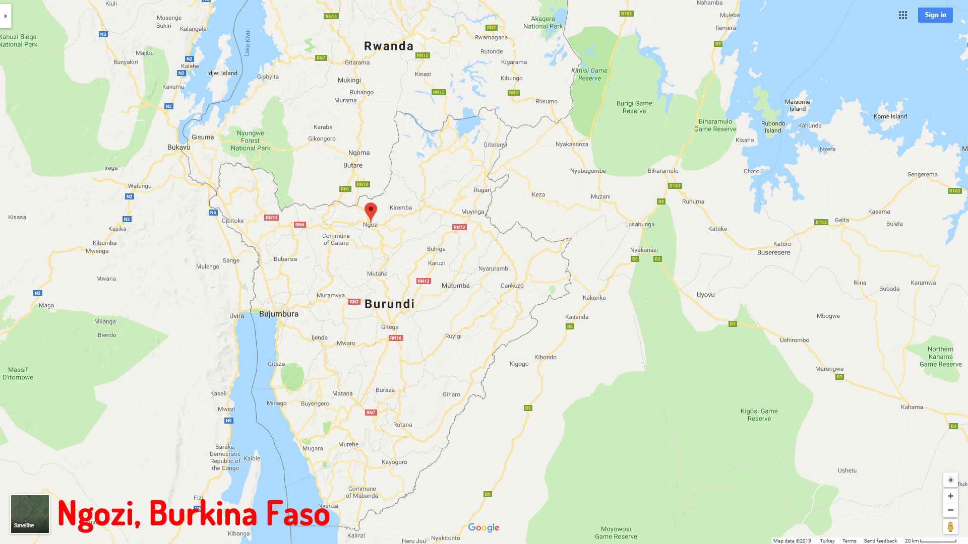 Ngozi map Burundi