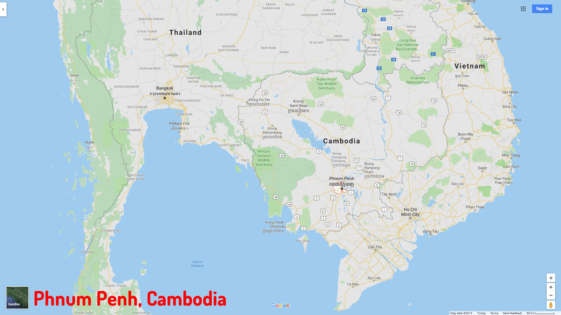 Phnum Penh map Cambodia