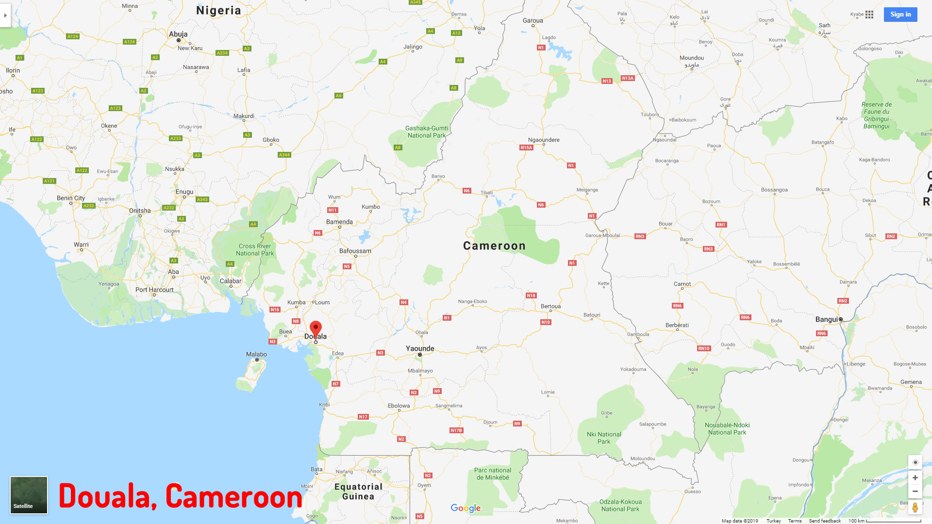 Douala map Cameroon