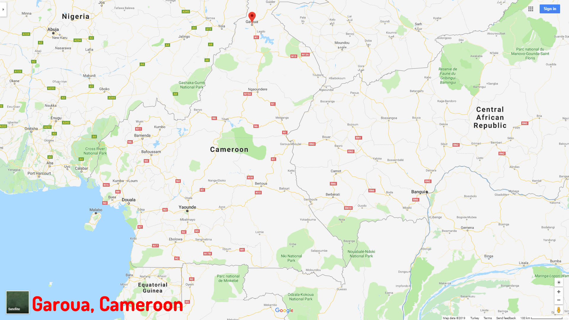Garoua map Cameroon